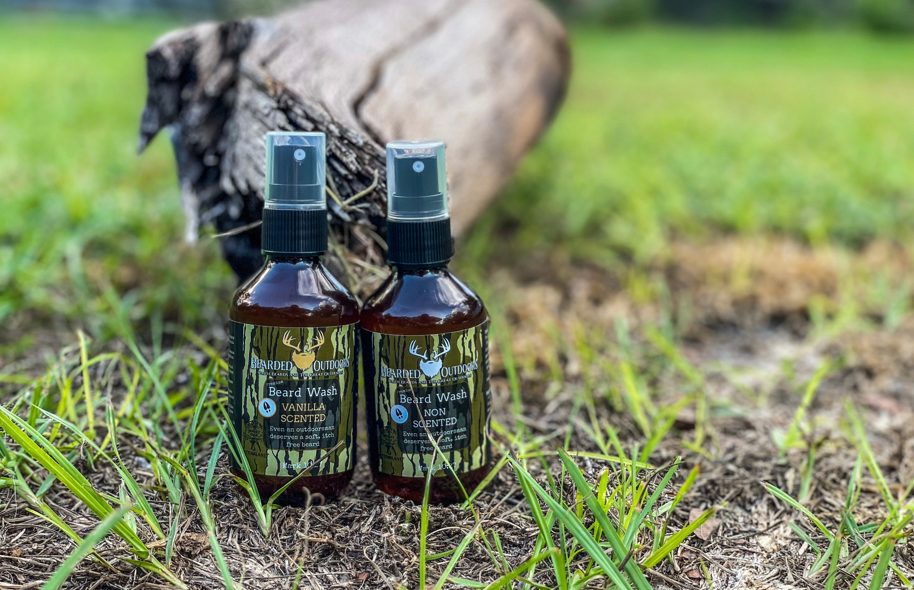 mossy oak beard product, bottomland, beard wash, beard conditioner, beard cleanser, beard shampoo