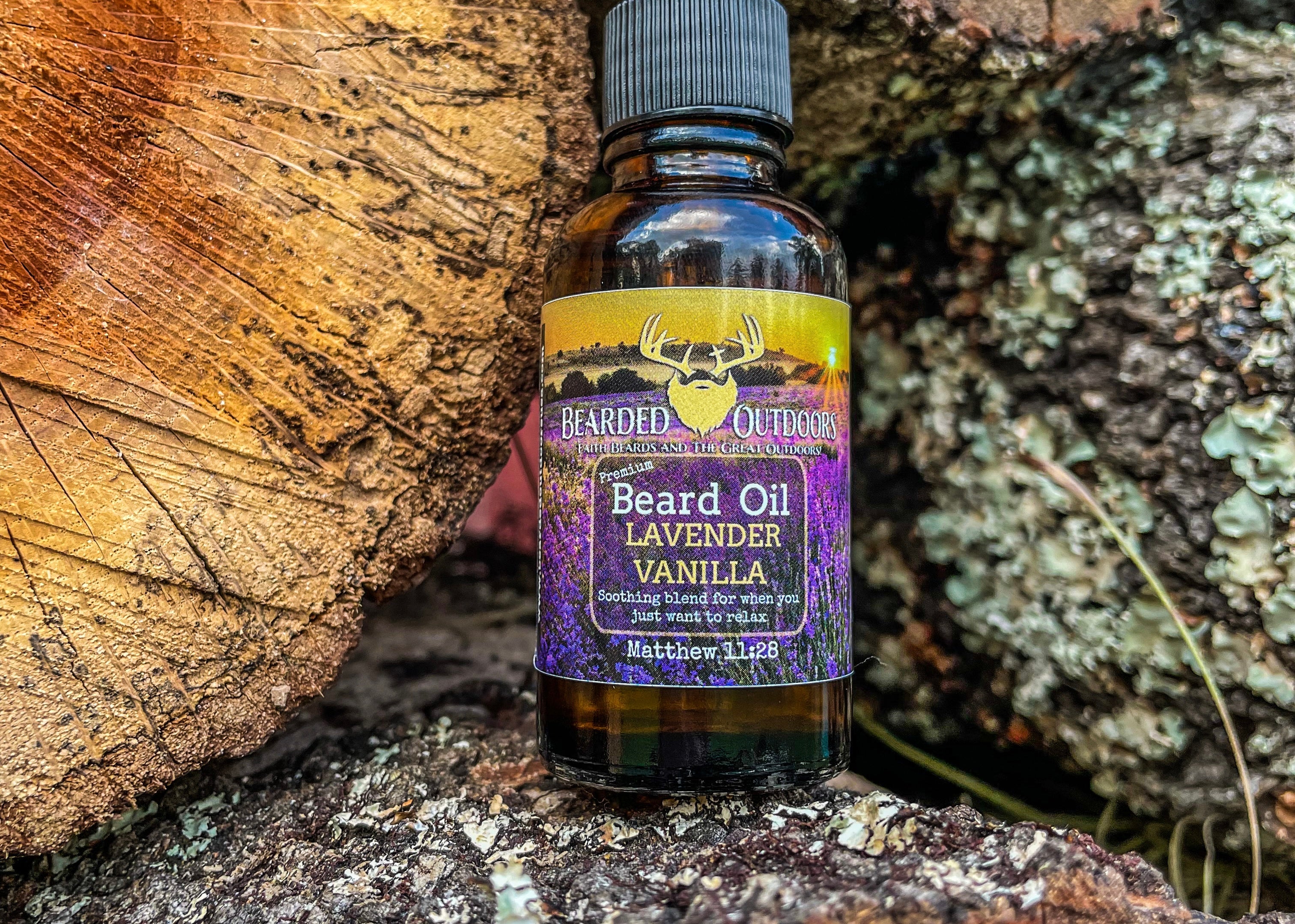 lavender beard oil, lavender beard balm, lavender vanilla beard products, bearded outdoor beard products