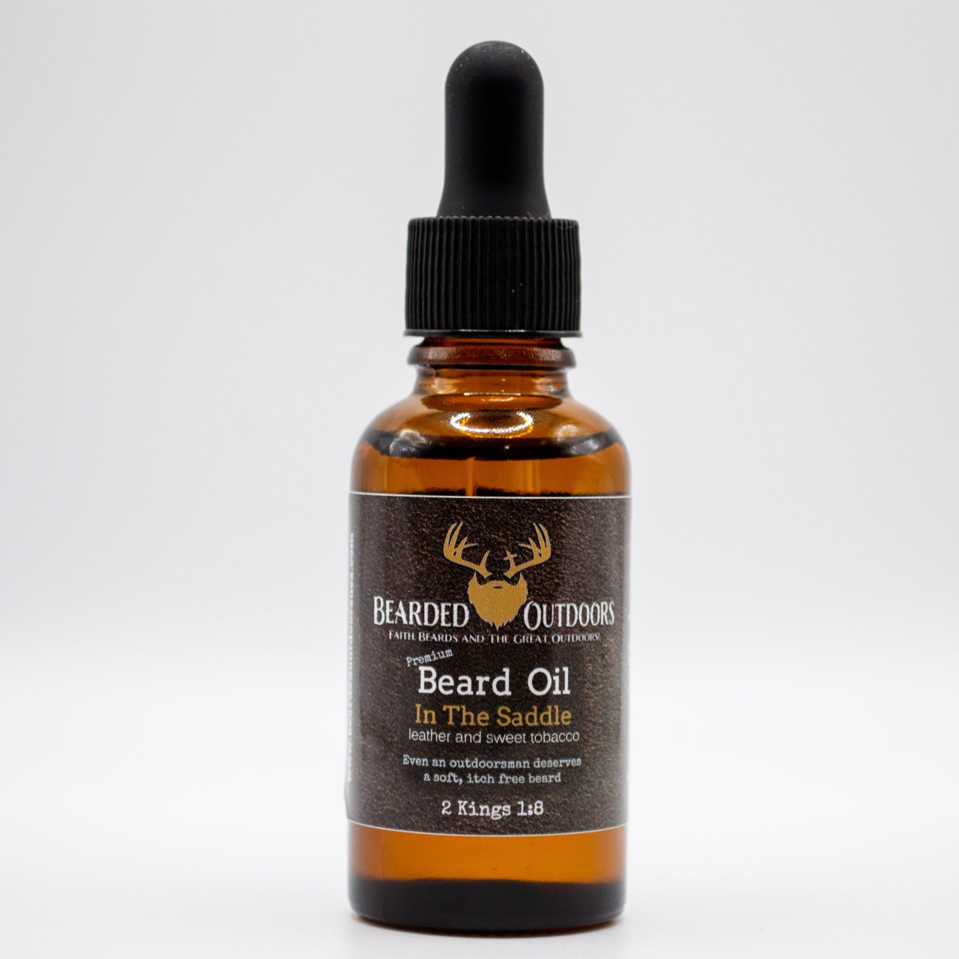 Bearded Outdoors In The Saddle (Leather and Sweet Tobacco) Premium Beard Oil 
